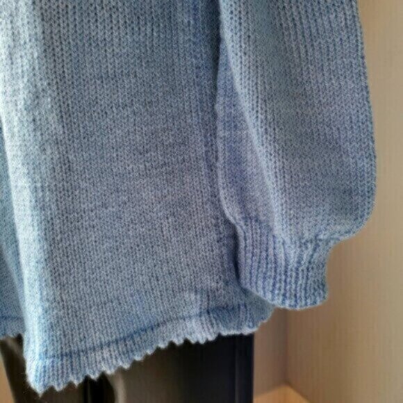 Handmade knit Sweater Blue Sz L-XL - Picture 5 of 13